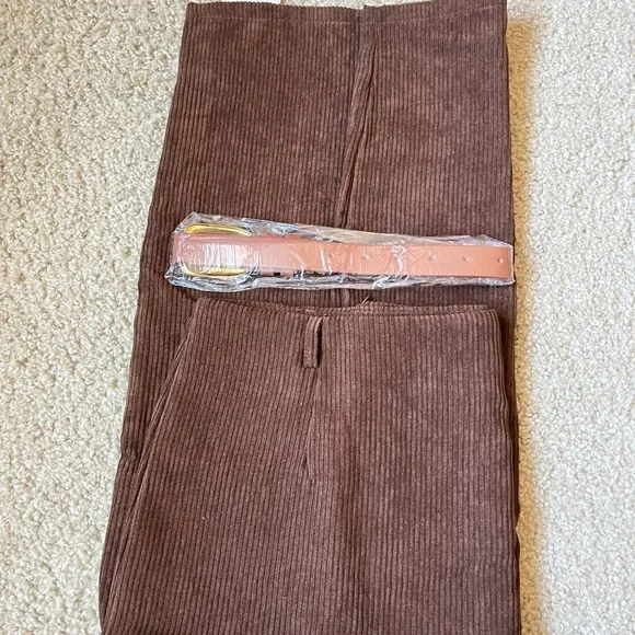 Brown Retro brown Corduroy Slit Skirt Female Mid-length‎ High Waist Elegant new… - Picture 4 of 8